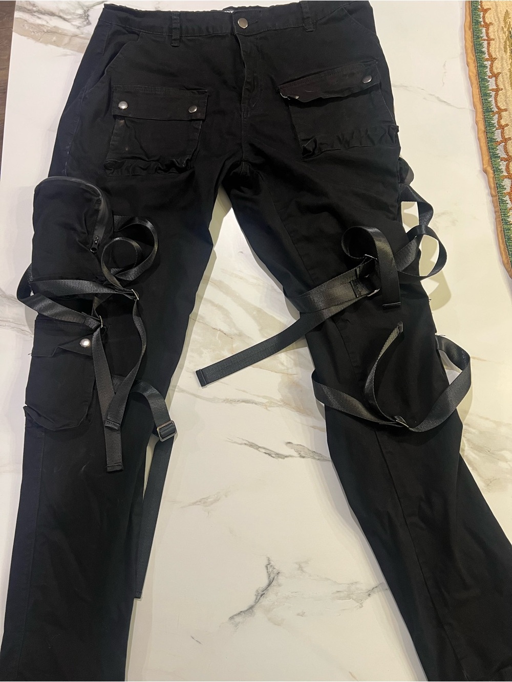 Hot Topic Black Bondage Strap Cargo Pants - Men's Size 38